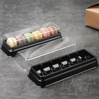 Boîte de pâtisserie en PVC de style personnalisé, longue et rectangulaire, pour macarons, biscuits et gâteaux de lune, emballage en plastique pour aliments