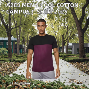 T-shirt Homme Manches Courtes A283 Nouveau Style Campus Jeunesse 2025 Haute Qualité Cool 100% Coton Tissé Imprimé Design Vierge Écologique - Product Image 2