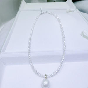 25 nouveaux colliers Zhuji Shanxia Lake 3-4 mm + pendentif minimaliste 12-13 mm, luxe léger, presque parfait, argent pur 3-4 - Product Image 1