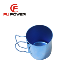 Taza de agua de titanio con tapa y mango plegable, portátil, para acampar, 450ml - Product Image 2