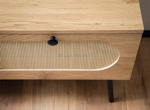 Meuble TV 2 portes <span class=keywords><strong>en</strong></span> bois avec console TV <span class=keywords><strong>en</strong></span> rotin 65 <span class=keywords><strong>pouces</strong></span> Solution de rangement pour la maison, le salon et la chambre à coucher. - Product Image 4