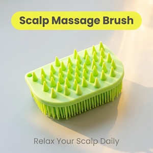 Cepillo de masaje ergonómico ovalado de silicona para el cuero cabelludo, de doble cara con cerdas suaves, para lavado de cabello y masaje relajante, con orificio para colgar - Product Image 6