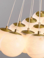 Lustre sphérique en albâtre et cuivre doré, globe de luxe à bulles, style espagnol, hauteur réglable, éclairage LED haute luminosité pour restaurant et hall