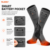 Chaussettes chauffantes électriques TAJARLY 3S à chaleur instantanée, lavables en machine, chaussettes thermiques d'hiver avec poche intelligente pour batterie, pour le travail en extérieur