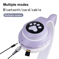 Casque audio supra-auriculaire avec design oreilles de chat, basses puissantes, connexion sans fil, compatibilité sportive
