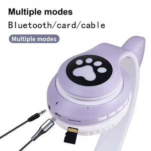 Casque Bluetooth à porter sur la tête avec design oreilles de chat, basses puissantes, connexion sans fil, compatibilité sportive - Product Image 3