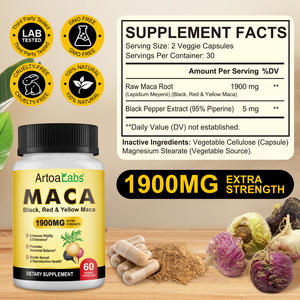 Artoalabs Organische Zwart Rood Geel Macaroot Extract <span class=keywords><strong>Capsules</strong></span> Supplement Libido Energie Ondersteuning Maca Wortel <span class=keywords><strong>Capsules</strong></span> Voor Mannen En Vrouwen - Product Image 2