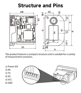 Sensor de Telémetro Láser de Largo Alcance ODM, Módulo de Telémetro Láser UART TTL 3.3V 905nm para Dispositivos Portátiles - Product Image 2