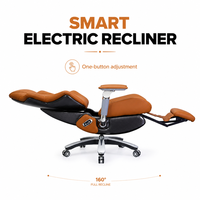 Chaise de bureau exécutive en cuir moderne avec dossier haut pivotant, accoudoirs 6D, ventilation, massage électrique rechargeable