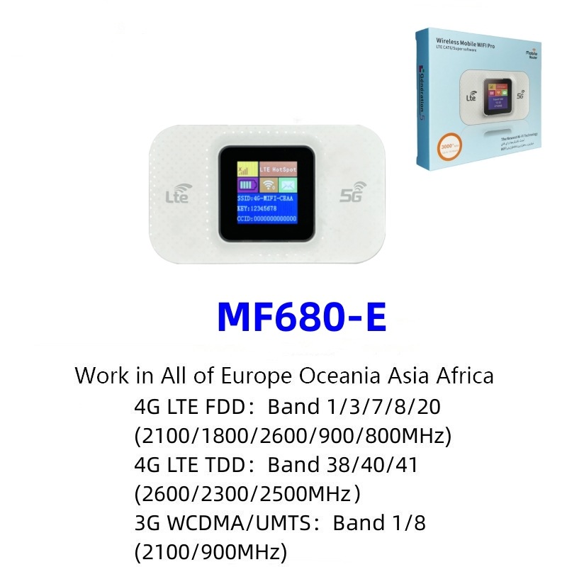 MF680-S LCD ホワイト モバイルWiFi MF680 4G Portable Pocket Wi-Fi - 150mbps Wireless Router