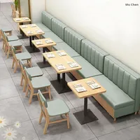 Tables et chaises de stand de restauration rapide, canapé de restaurant de centre commercial, canapé double, ensemble de tables et chaises de restaurant d'hôtel