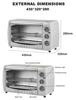 Prix bon marché 20L Mini four de boulangerie multifonctionnel avec minuterie Hôtel commercial Ménage Portable Gâteau Poulet Four électrique