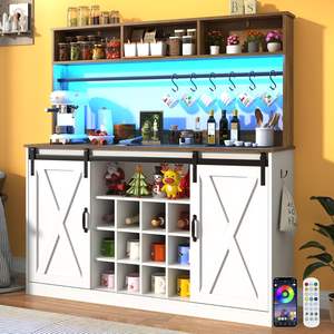 أثاث غرفة المعيشة خزانة متعددة الوظائف مع أضواء ليد وبار خشبي حديث - Product Image 5