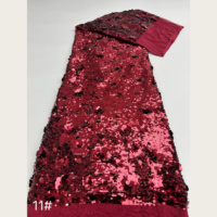 Tissu en tulle à sequins 3D fleuris de tailles variées, broderie de sequins superposés pour robes de soirée et de cérémonie