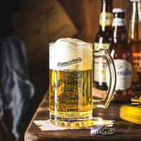 Vente en gros classique personnalisé de 17/40oz, chopes à bière épaisses et incassables, chopes en verre pour boissons gazeuses, tasse en verre à bière avec poignée