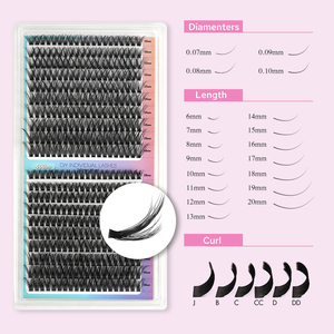 Cils en grappe Jaunty Sky Hot Melt Root 10D 20D 30D 40D pour un look audacieux et magnifique, kits d'extensions de cils DIY - Product Image 2