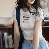 T-shirts pour femmes Maden Crop Tops Femme Heavyweight Structured Shoulder Slim Fit Cropped Summer Top Tees Produit Tendance 2026