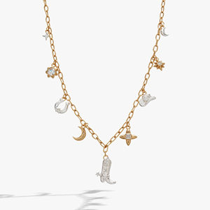 Collar de Cadena de Eslabones de Acero Inoxidable Chapado en Oro con Circonita de Alta Calidad ZSZL para Mujer, Estilo Vaquera Cósmica, para Aniversario - Product Image 1