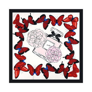 Pañuelo de Seda Azul de Moda Primavera/Verano <span class=keywords><strong>2023</strong></span>, con Estampado Floral de Plantas y Perfume, Pequeño y Cuadrado, para el Cuello - Product Image 5