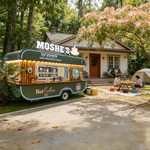 รถขายอาหารเคลื่อนที่กลางแจ้ง ครัวพร้อมอุปกรณ์ครบครัน รถพ่วงขายอาหารจานด่วน พร้อมเตาบาร์บีคิวและเครื่องทอด - Product Image 1