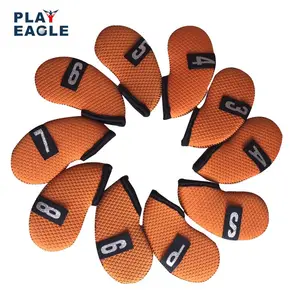 10 Cái/bộ Tùy Chỉnh Golf Bìa 4,5,6,7,8,9,A,S, P, X Neoprene Vải Sắt Headcover Lái Xe Vải Sắt Bìa Golf