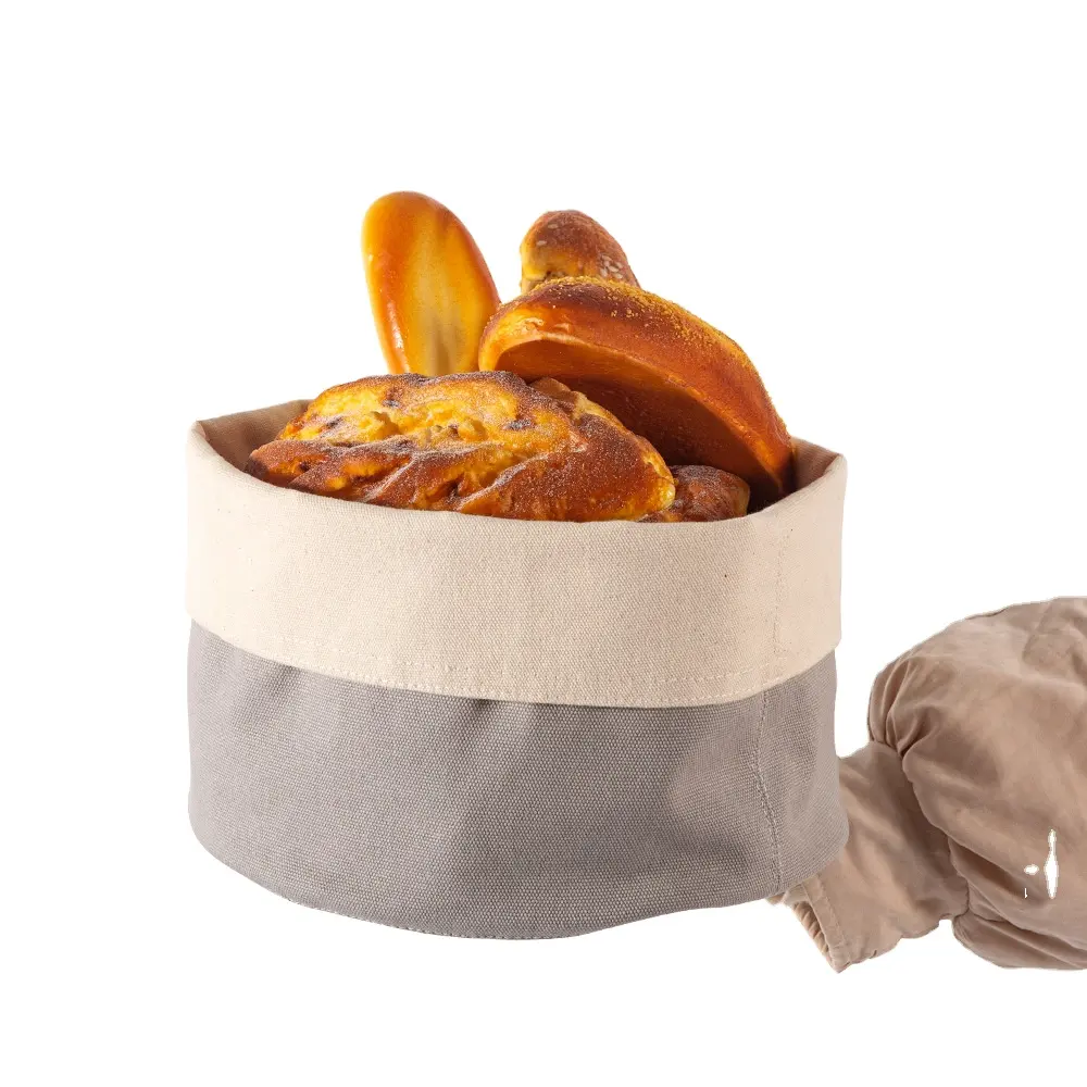 كيس سلة خبز مخصص لتقديم وتخزين الخبز المحمص ، لفة دائرية من القطن والخبز بالماس