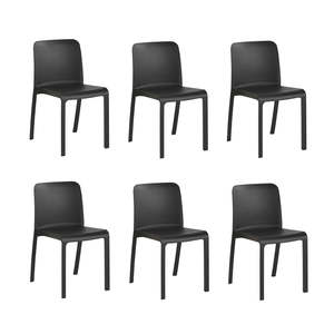 Set di 6 Sedie Grana in Plastica Riciclata, Impilabili, Resistenti e Confortevoli - Blu - Product Image 1