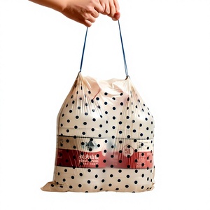 Bolsa de Basura con Cordón, Bolsa de Basura Desechable de HDPE/LDPE para Residuos Domésticos con Asas Azules - Product Image 1