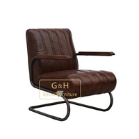 Canapé-lit extensible vintage industriel en cuir véritable avec structure métallique pour salon, bureau et chambre