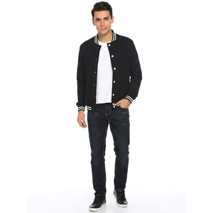 High Quality FINER THREADS Breathable Stand Collar <b>Covered</b> <b>Button</b> Closure Polyester/Cotton Embroidered Fashion Men's Jacket - Product Image 1