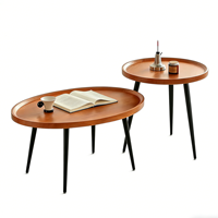 Table d'appoint de style moderne en noyer noir, table basse pour salon, table basse en bois pour salon, table basse en bois pas chère