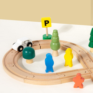 Modèle de train en bois pour enfants 1:<span class=keywords><strong>24</strong></span> avec rails en forme de huit pour l'apprentissage pratique et le développement cérébral, jouet de piste 3D pour les 4-6 ans - Product Image 4