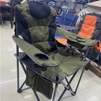 Chaise pliante portable à coussin en métal pour le camping, chaise pliante en métal avec logo personnalisé pour coussin