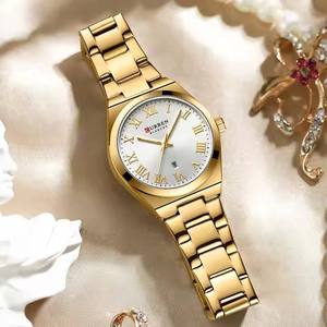 Montres à quartz CURREN 9095, élégantes et tendance, chiffres romains, bracelet en acier inoxydable simple et élégant, montre-bracelet pour femmes et filles - Product Image 4