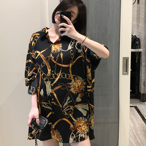Camicetta di moda all'ingrosso in Chiffon Oversize Casual taglie forti camicetta da donna con <span class=keywords><strong>maniche</strong></span> a <span class=keywords><strong>tre</strong></span> <span class=keywords><strong>quarti</strong></span> magliette larghe taglie forti - Product Image 5