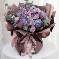 Ribest Papier d'emballage de luxe coréen avec fleurs pour bouquets Emballage en papier avec fleurs pour cadeaux de vacances