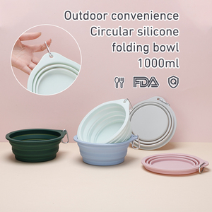 Bol d'alimentation pour animaux de compagnie en silicone portable multifonctionnel, design pliable avec clip, pour chien et chat, facile à transporter et à nettoyer, logo personnalisé - Product Image 2