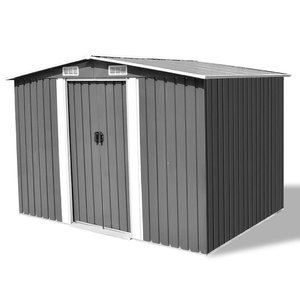 6ft X 8ft Outdoor <strong>Metal</strong> Storage <strong>Shed</strong> with Floor <strong>Base</strong>,Gray - Product Image 2