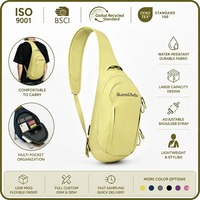 Sac bandoulière 5L en polyester recyclé avec sangle en maille respirante et clip porte-clés pour les voyages en extérieur, logo personnalisé