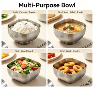 Saladiers ronds en acier inoxydable de haute qualité, bols mélangeurs de différentes tailles, vaisselle de cuisine personnalisable, vente en gros - Product Image 2
