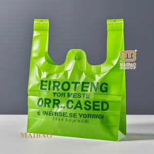 เสื้อยืดย่อยสลายได้แบบกำหนดเอง,ถุงพลาสติกย่อยสลายได้ Pla พิมพ์ลายเป็นมิตรกับสิ่งแวดล้อมผลิตจากแป้งข้าวโพด - Product Image 1