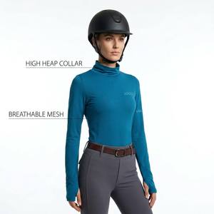 Women's Nylon Long Sleeve Equestrian Base Layer High Heap Collar Breathable Mesh <b>Horse</b> <b>Riding</b> <b>Top</b> Customizable - Product Image 1