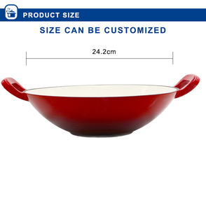 <span class=keywords><strong>Wok</strong></span> classique en fonte de 36 cm avec revêtement émaillé coloré, compatible lave-vaisselle, pour gaz et induction, écologique, sans couvercle - Product Image 2