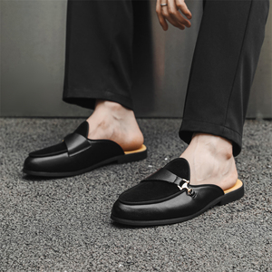 <b>Summer</b> Plus Size Breathable Slip <b>Slippers</b> Men's Europe and the United States British Light Luxury No Heel One Kick Men's Shoes - Product Image 5