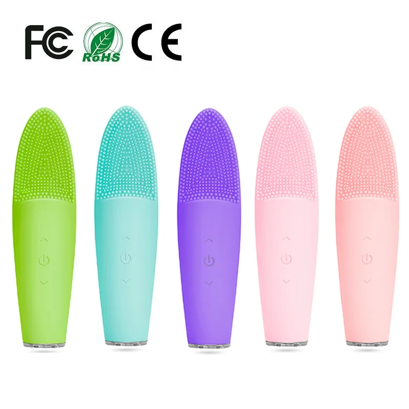 Sonic Silicone Cleansing Device Facial Cleansing Brush Face Exfoliating Brush Private Label Rechargeable Ipx7 Waterproof