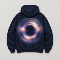 Sweat-shirt unisexe surdimensionné à manches amples, col tombant, imprimé DTG dégradé, style streetwear, personnalisé OEM, en tissu épais bleu marine