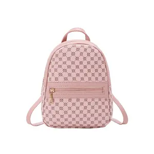2024 wholesale fashion Mini PU backpack women travel backpack pink girls casual school bag backpack White pink brown bag
