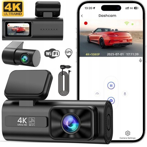 3 Lens 1080P HD RearView Mirror Car Dash Black Box 3" IPS Display Vehicle DVR Camera with WiFi, Night Vision and Loop Recording