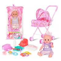 Poupée Bébé Reborn en Silicone de 14 Pouces avec 12 Sons, Biberon et Pipi, Accessoires de Poussette, Jouets de Jeu d'Imitation pour Enfants Filles