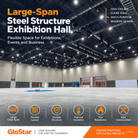 Bâtiment d'exposition moderne en structure acier préfabriquée GloStar avec revêtement métallique pour projets commerciaux et publics
